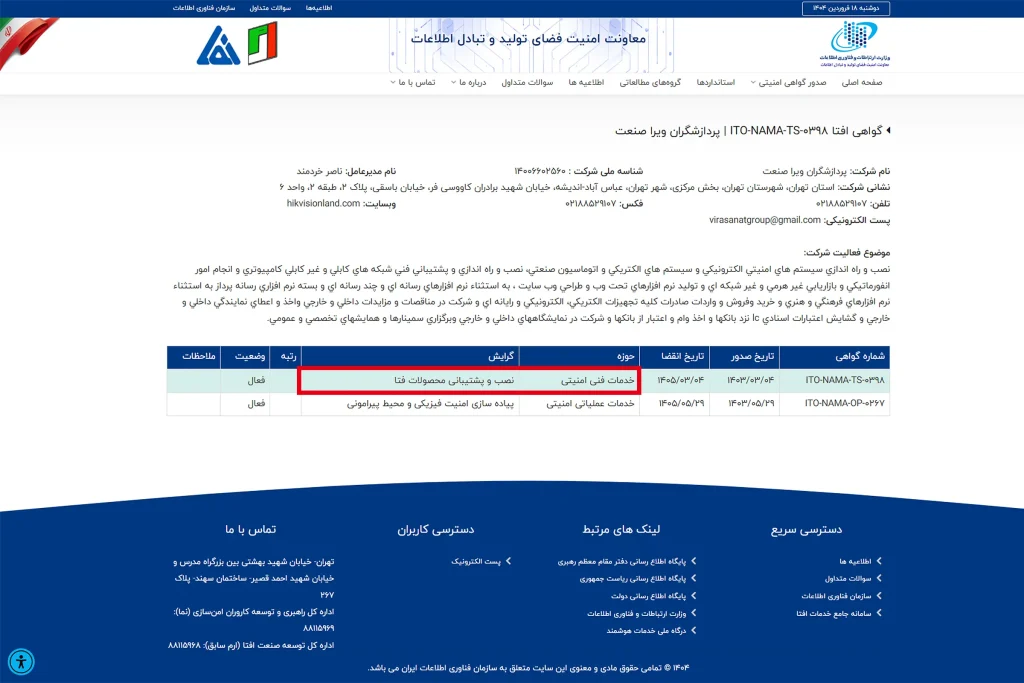 گواهینامه افتا