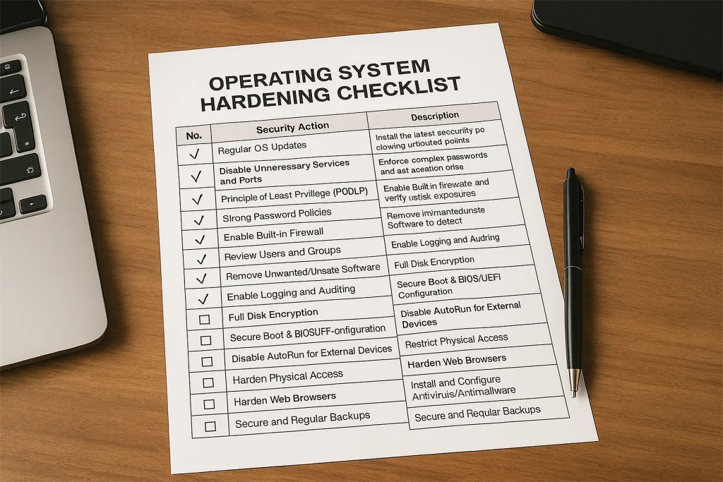 چک‌لیست جامع هاردنینگ سیستم‌عامل (OS Hardening Checklist)