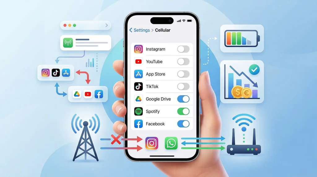 مدیریت مصرف اینترنت در آیفون