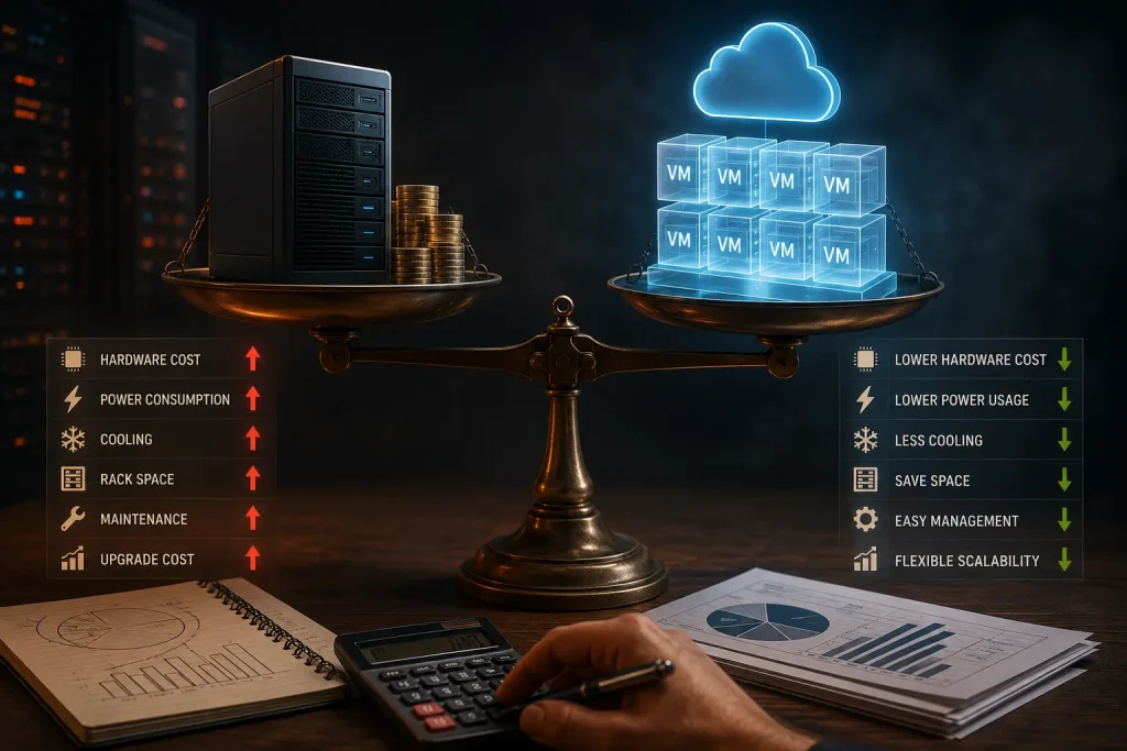 مقایسه هزینه سرور فیزیکی و مجازی؛ فقط قیمت خرید را نبینید